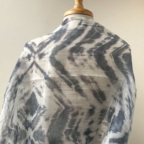 Artist Made Lightweight Tie Dye Scarf with Fringe, Silk and Rayon - Picture 4 of 5